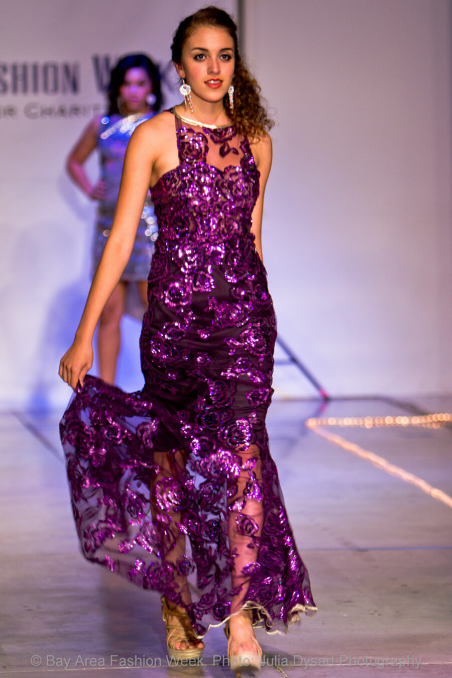 Sheer floral evening dress, runway